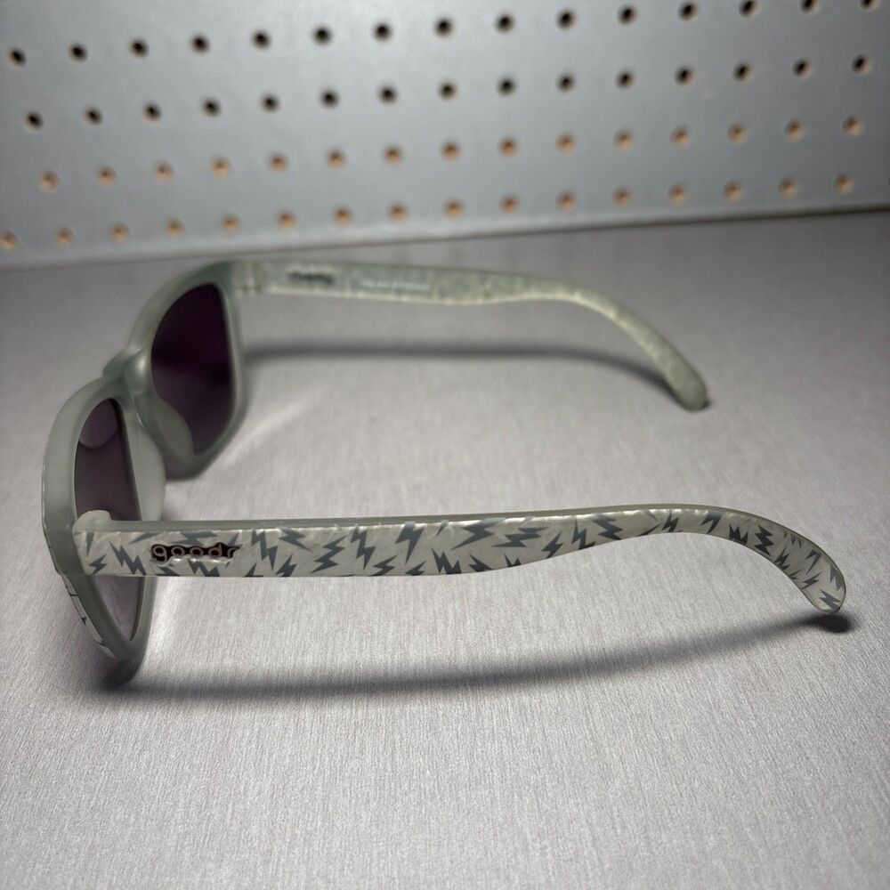 Goodr OG Sunglasses We Are SHOCKED Silver Gray Running No Slip Square Polarized - Picture 2 of 8